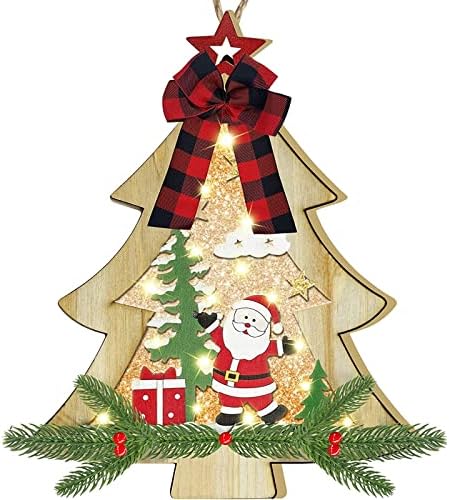 [מואר וטיימר] עץ חג המולד זרי חג המולד דלת דלת אורות קישוט אורות סוללה המופעלת עץ 16 אינץ